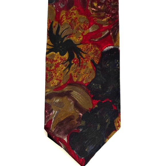 Vintage Oscar De La Renta Silk Men’sTie art to wear watercolor deep rich colors - Picture 2 of 8
